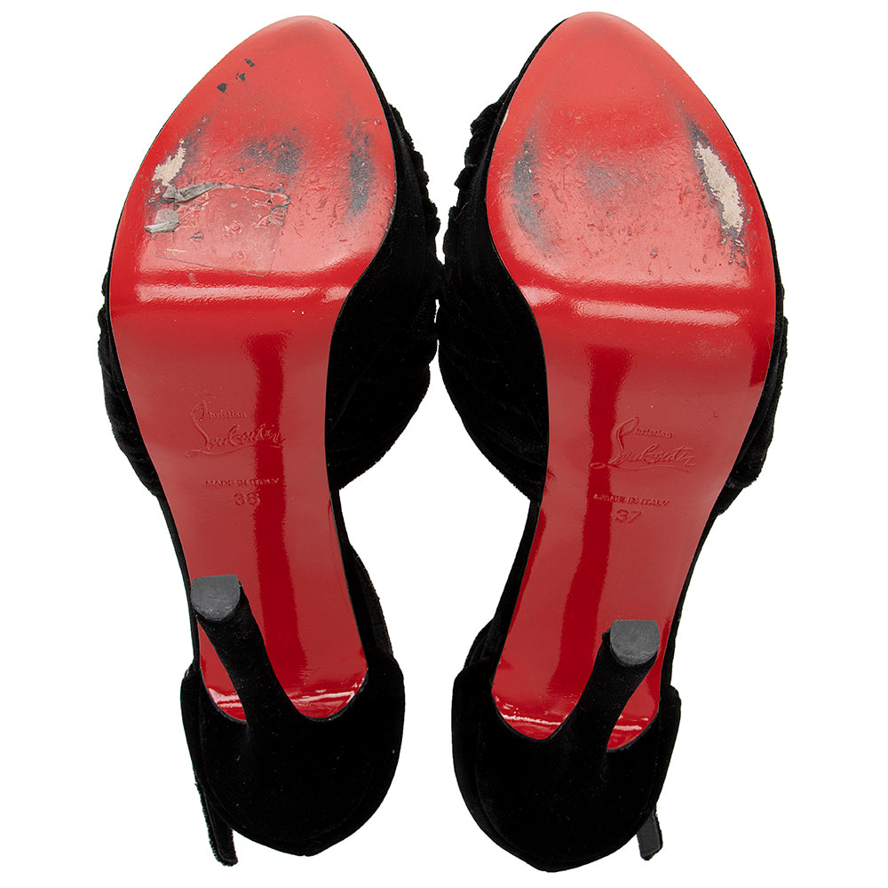 Christian Louboutin Velvet Marchavekel Knotted Pumps - Size 7 / 37 (SH