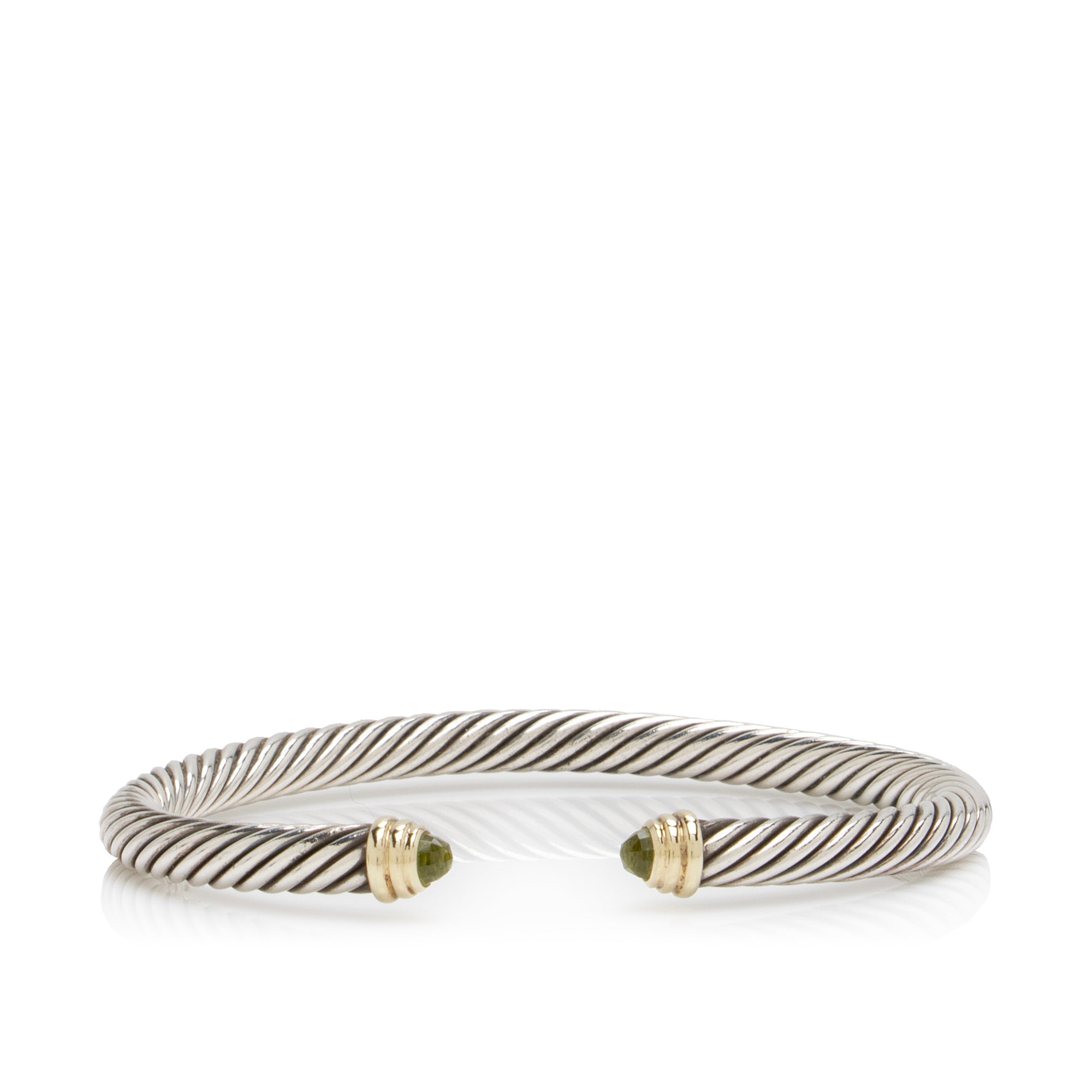 David Yurman 14k Yellow Gold Sterling Silver Peridot Cable Classics 5mm Bracelet (SHF-23629)