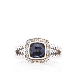 David Yurman Sterling Silver Black Onyx Diamond Petite Albion Ring - Size 6 - FINAL SALE (SHF-19163)