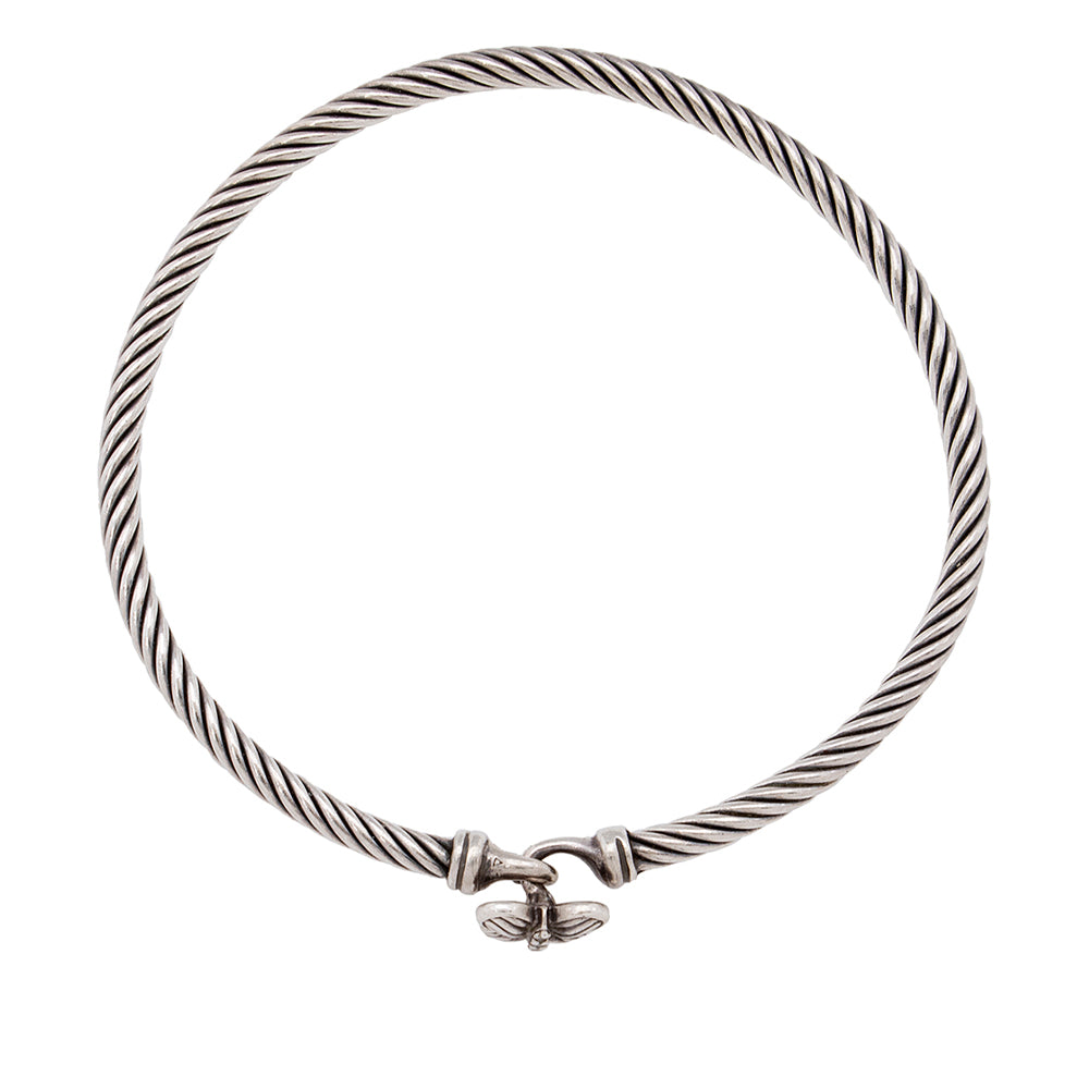 David Yurman Sterling Silver Diamond Butterfly Cable 3mm Bracelet (SHF-19205)