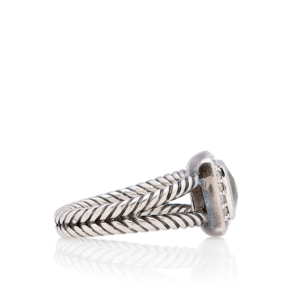 David Yurman Sterling Silver Prasiolite Diamonds Petite Albion Ring - Size 6 1/2 (SHF-21868)