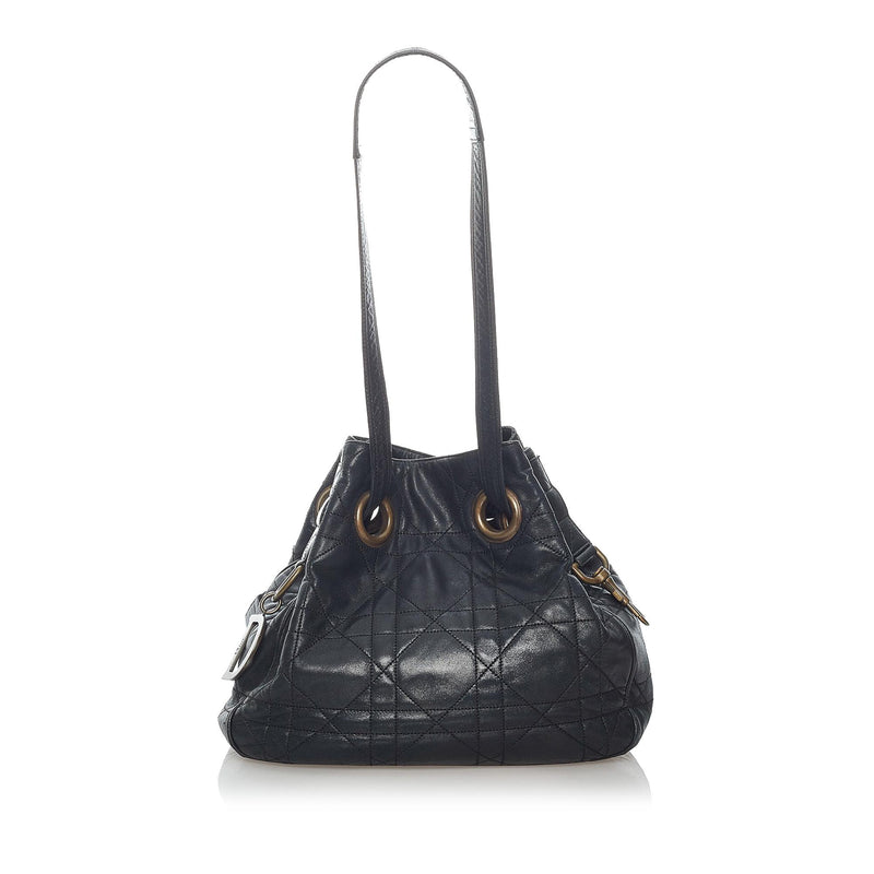 Dior Cannage Leather Drawstring Tote Bag (SHG-31356)
