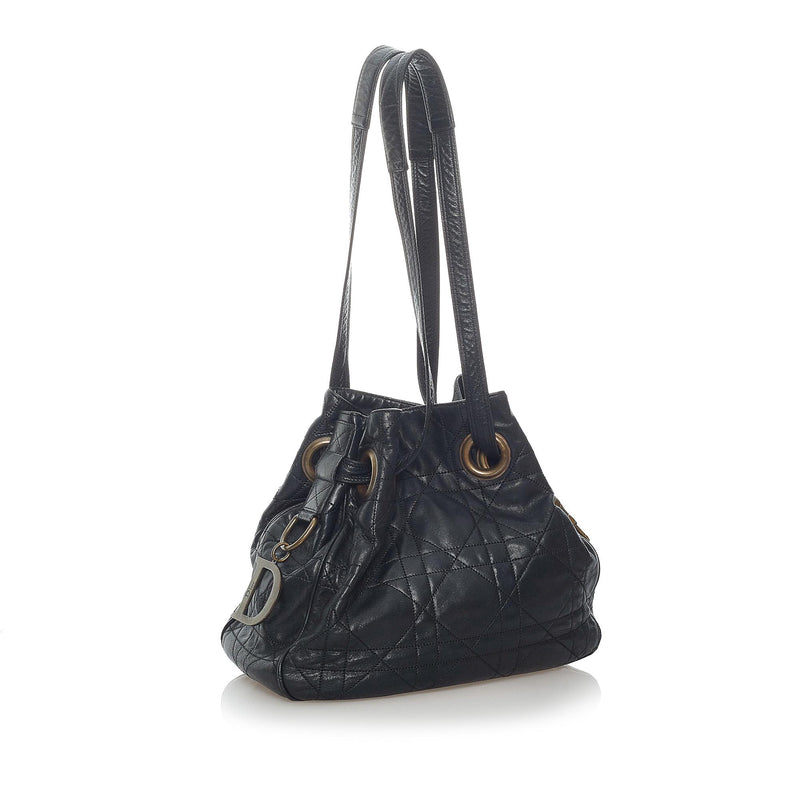 CHRISTIAN DIOR Black Leather Cannage Medium Tote Bag - Sale