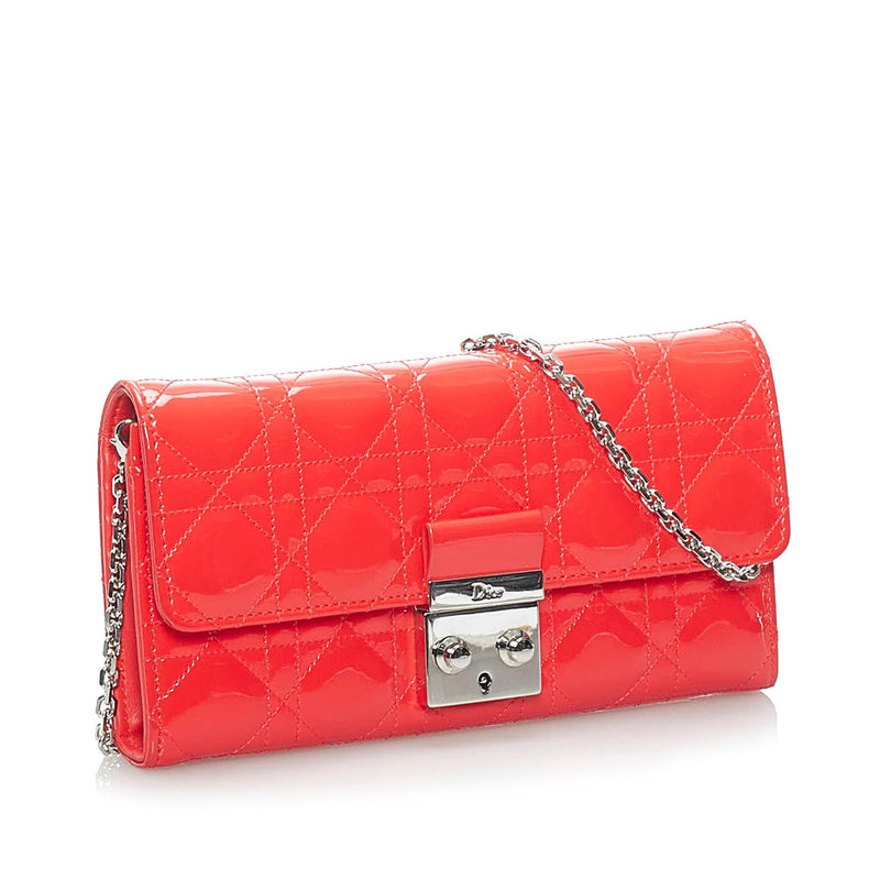 CHRISTIAN DIOR Lambskin Cannage Dioraddict Wallet on Chain Clutch Rose  Poudre 1285149
