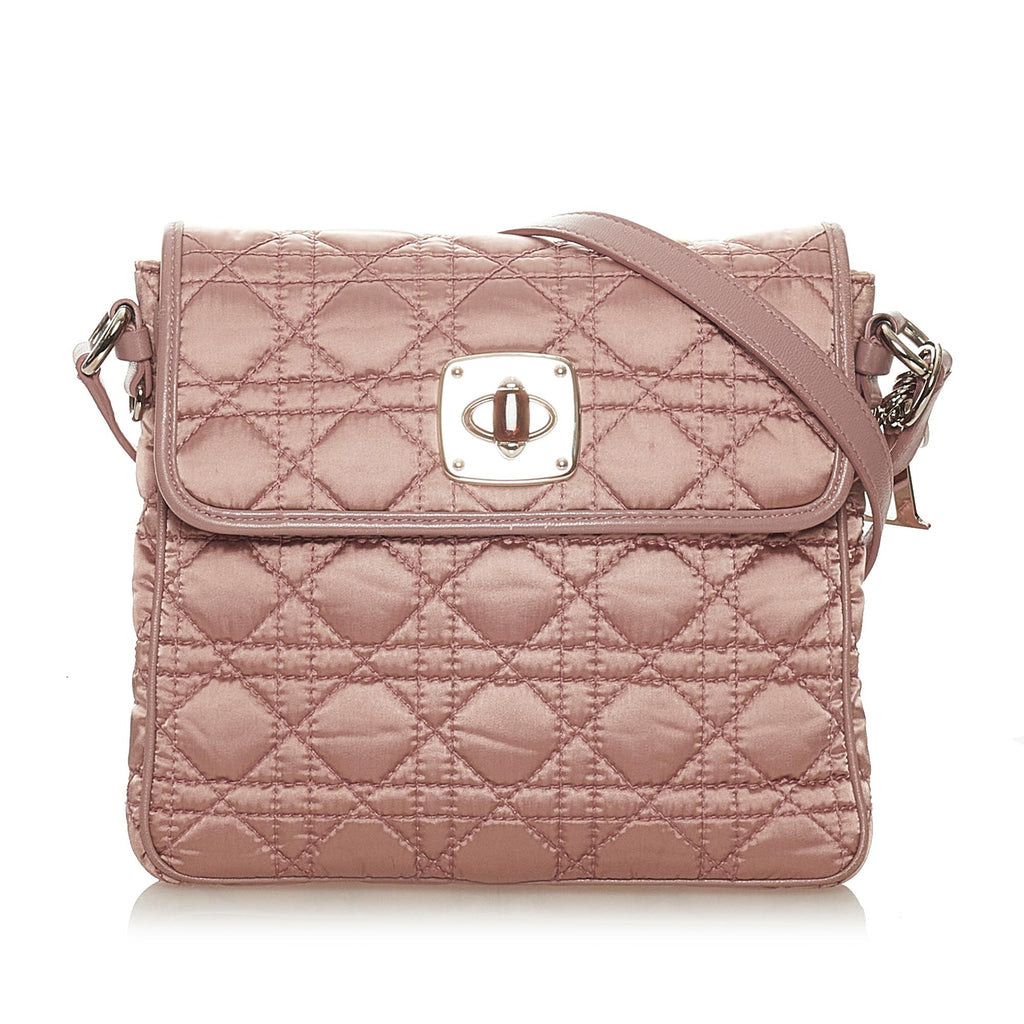 Auth Christian Dior Mini Lady Dior Pink Nylon Cannage Quilted