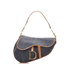 Dior Pochette Saddle handbag/clutch in Blue Denim and Natural Leather