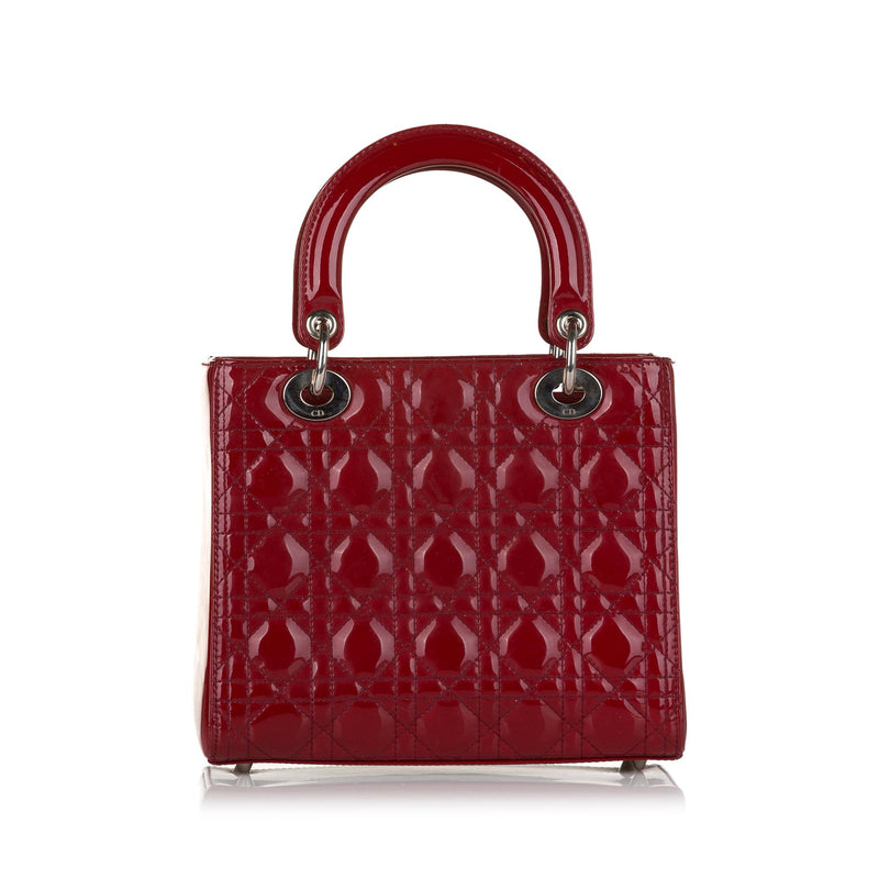 Dior Medium Lady Dior Patent Leather Satchel (SHG-36129)