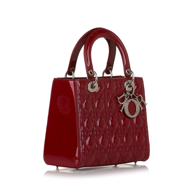 Dior Medium Lady Dior Patent Leather Satchel (SHG-36129)