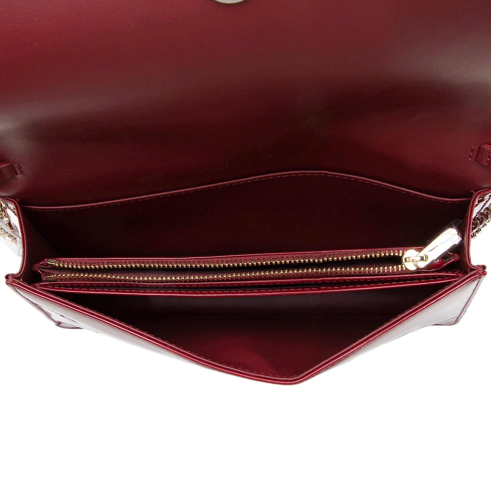 Dior Patent Leather Cannage Lady Dior Chain Pouch (SHF-22842)