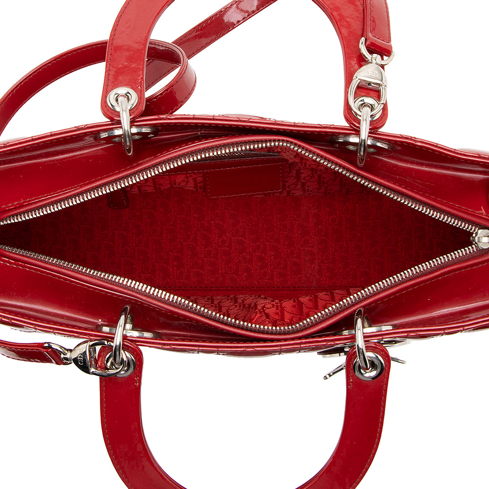 Dior Patent Leather Lady Dior Large Tote (SHF-19305)