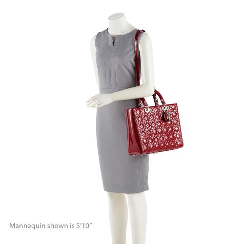 Dior Patent Leather Lady Dior Large Tote (SHF-19305)