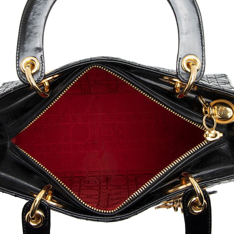 Dior Patent Leather Lady Dior Medium Tote (SHF-20993)