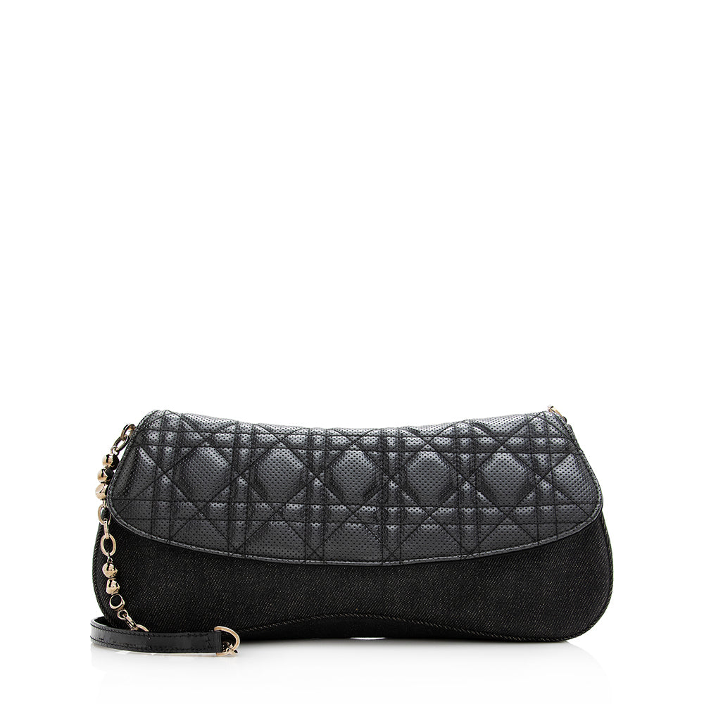 Dior Perforated Cannage Denim Chain Shoulder Bag (SHF-20901) – LuxeDH