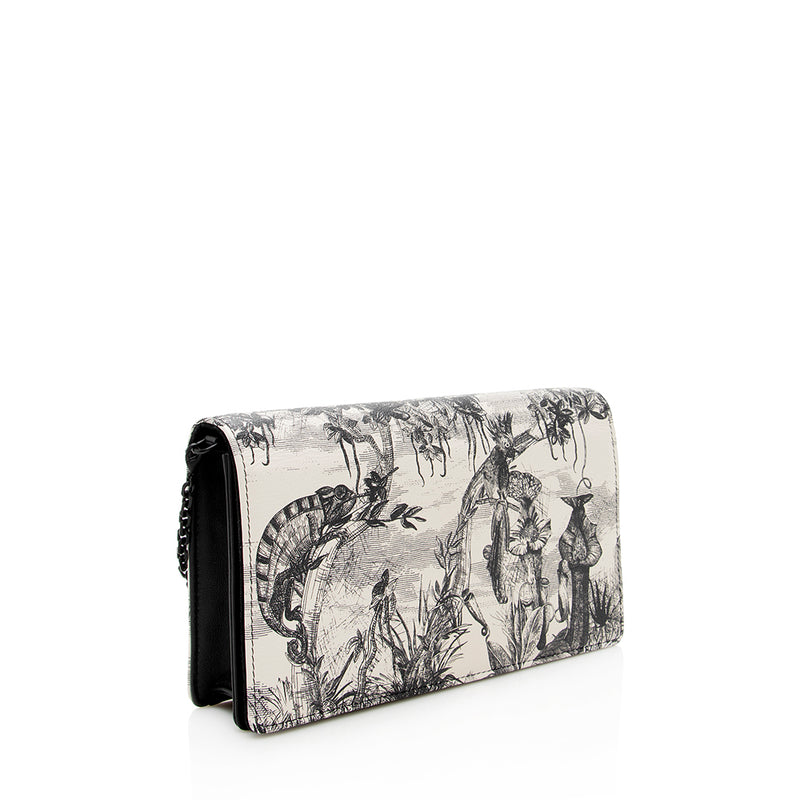Dior Printed Leather Toile de Jouy Lady Dior Wallet on Chain Bag