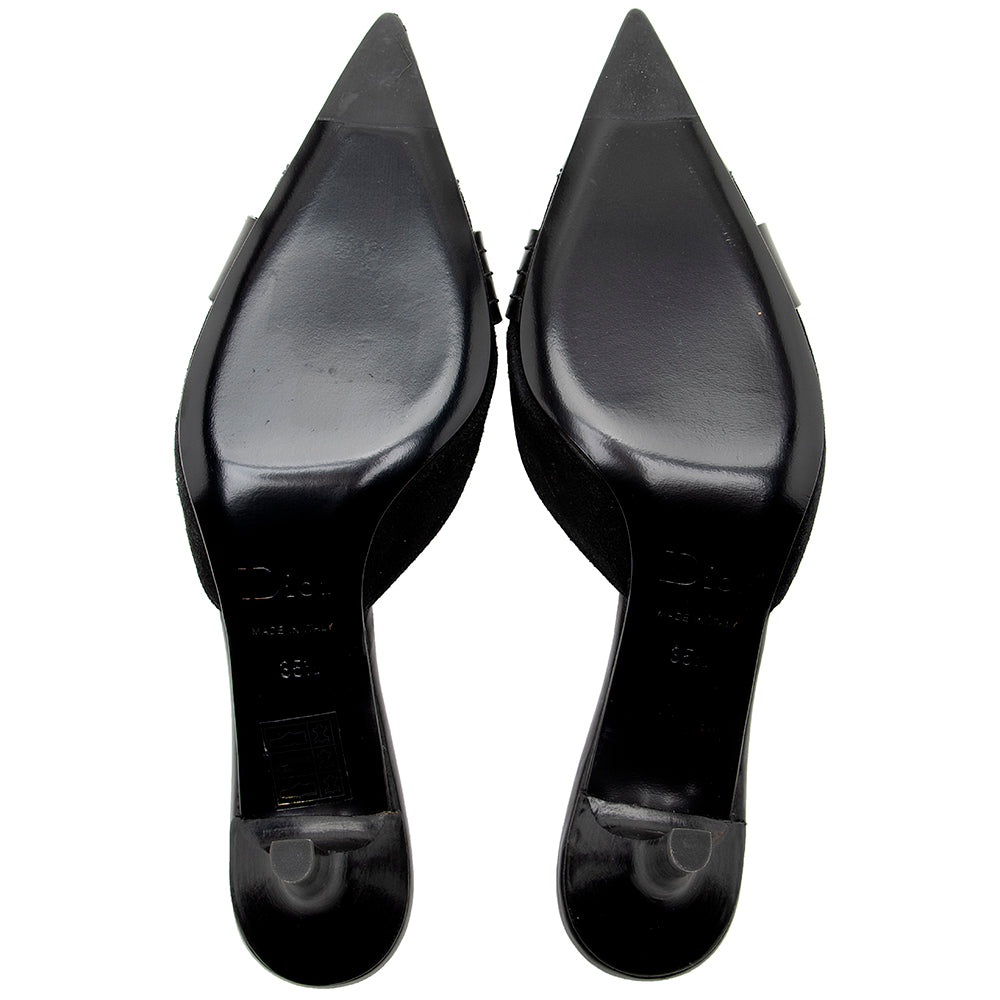 Dior Suede Pointed Toe Mules - Size 5.5 / 35.5 (SHF-19325)