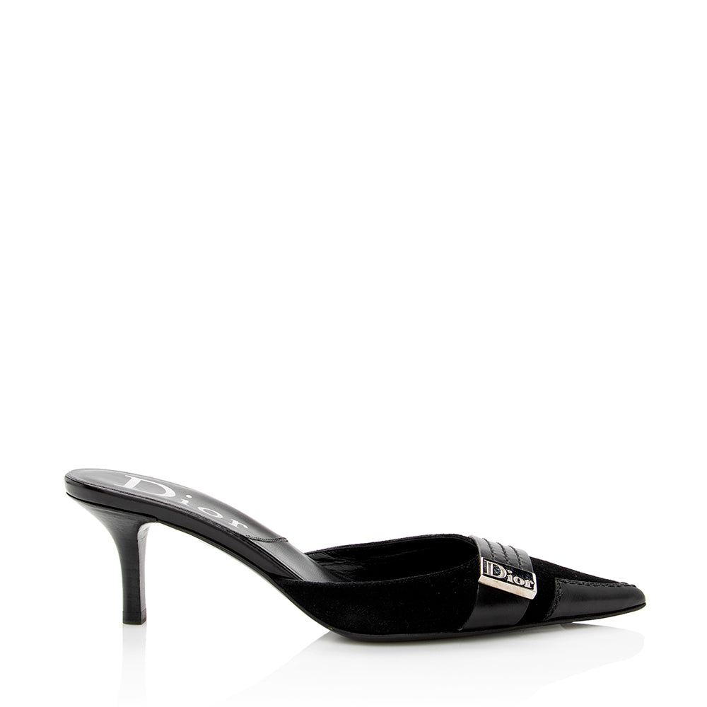 Dior Suede Pointed Toe Mules - Size 5.5 / 35.5 (SHF-19325)