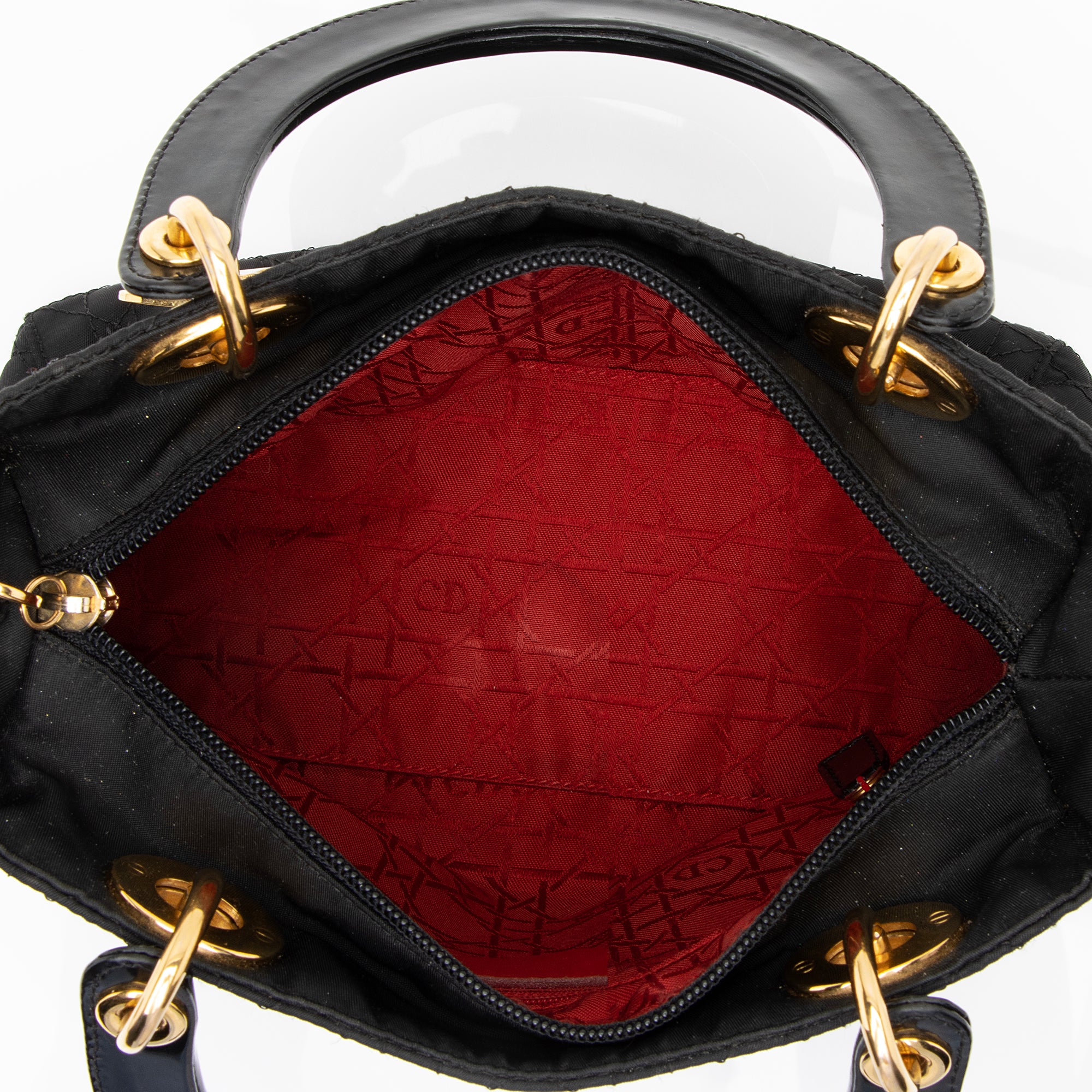 Dior Vintage Nylon Lady Dior Medium Tote (SHF-23881)