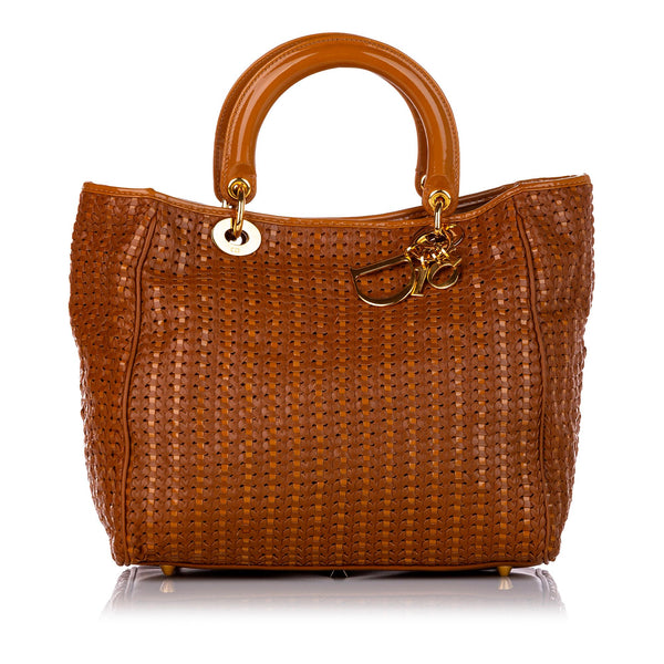 Dior Woven Soft Lady Dior Leather Tote Bag (SHG-25954)