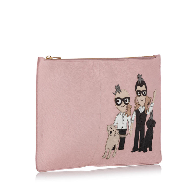 Dolce & Gabbana Family Patch Leather Clutch Bag (SHG-26149)