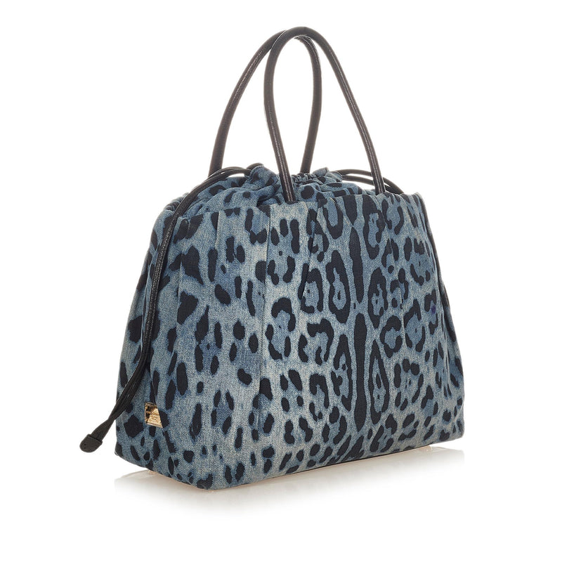 Dolce & Gabbana Leopard Print Canvas Tote Bag (SHG-26103)
