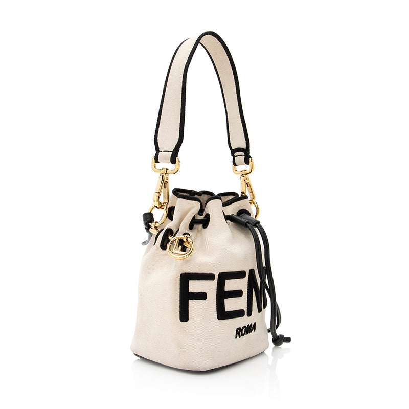 Fendi White Mon Tresor Canvas FF Mini Bag