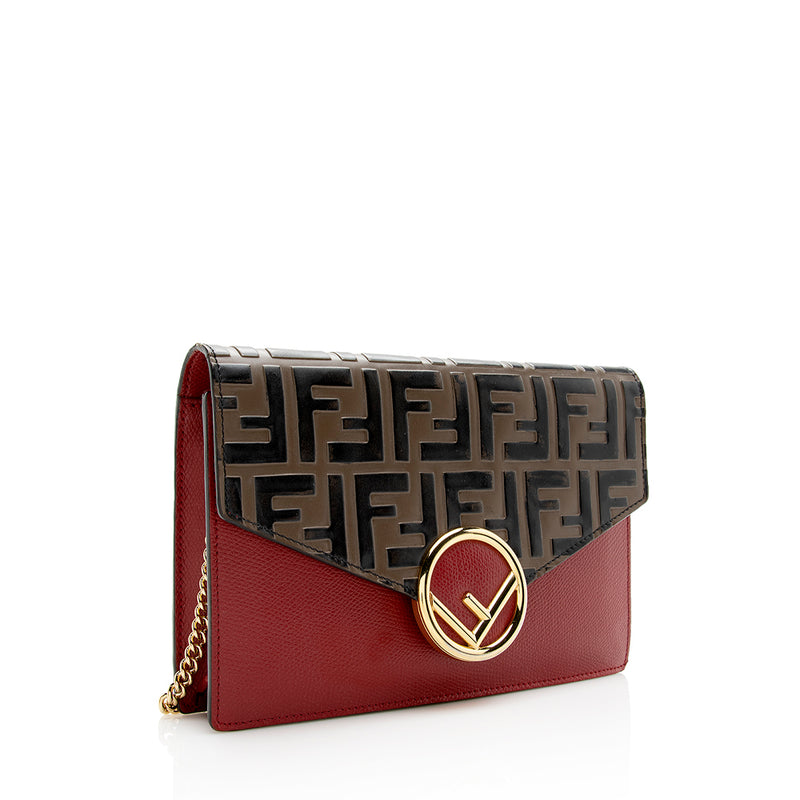Fendi FF Embossed Calfskin Wallet on Chain Mini Bag (SHF-20480)