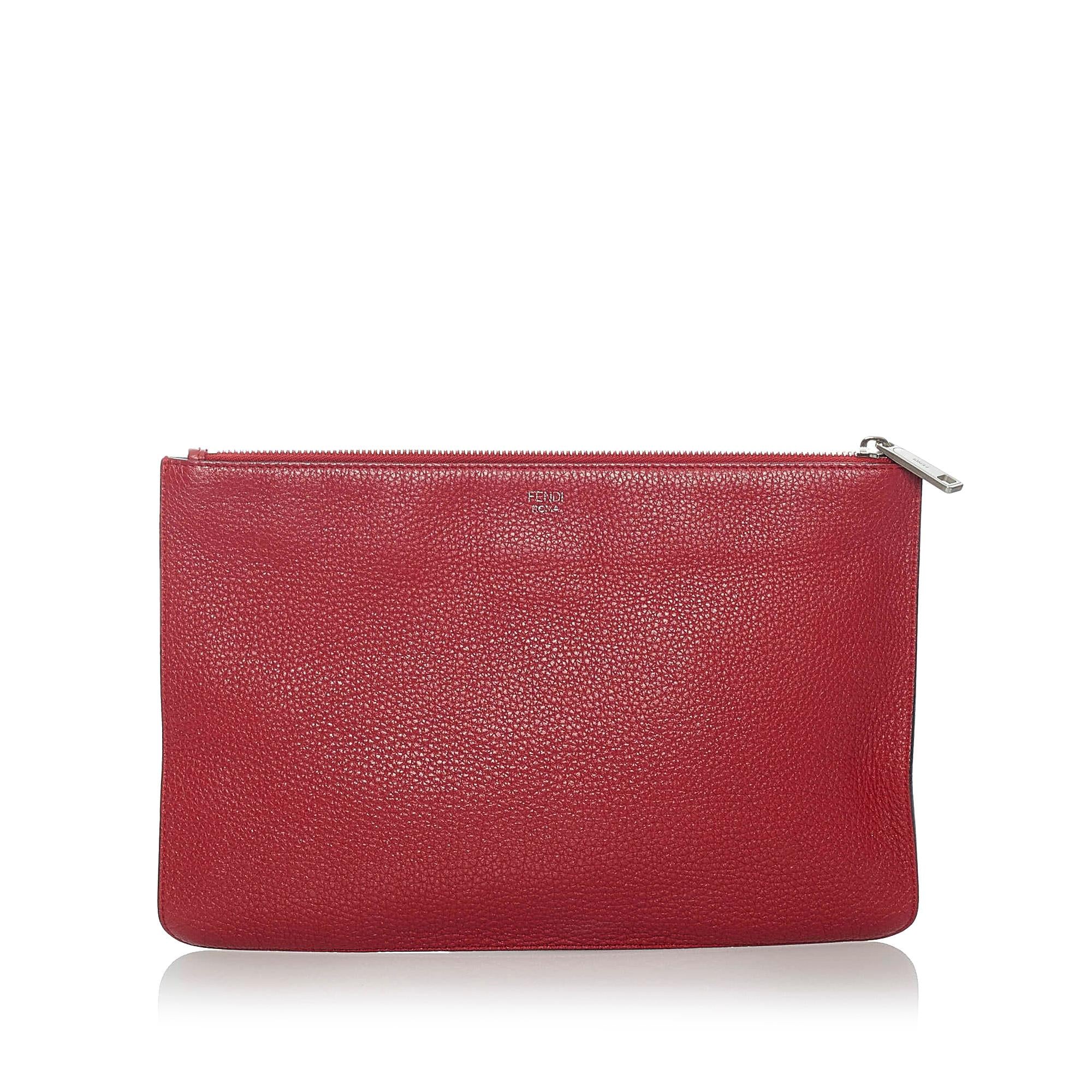 Fendi Face Leather Clutch Bag (SHG-31207)