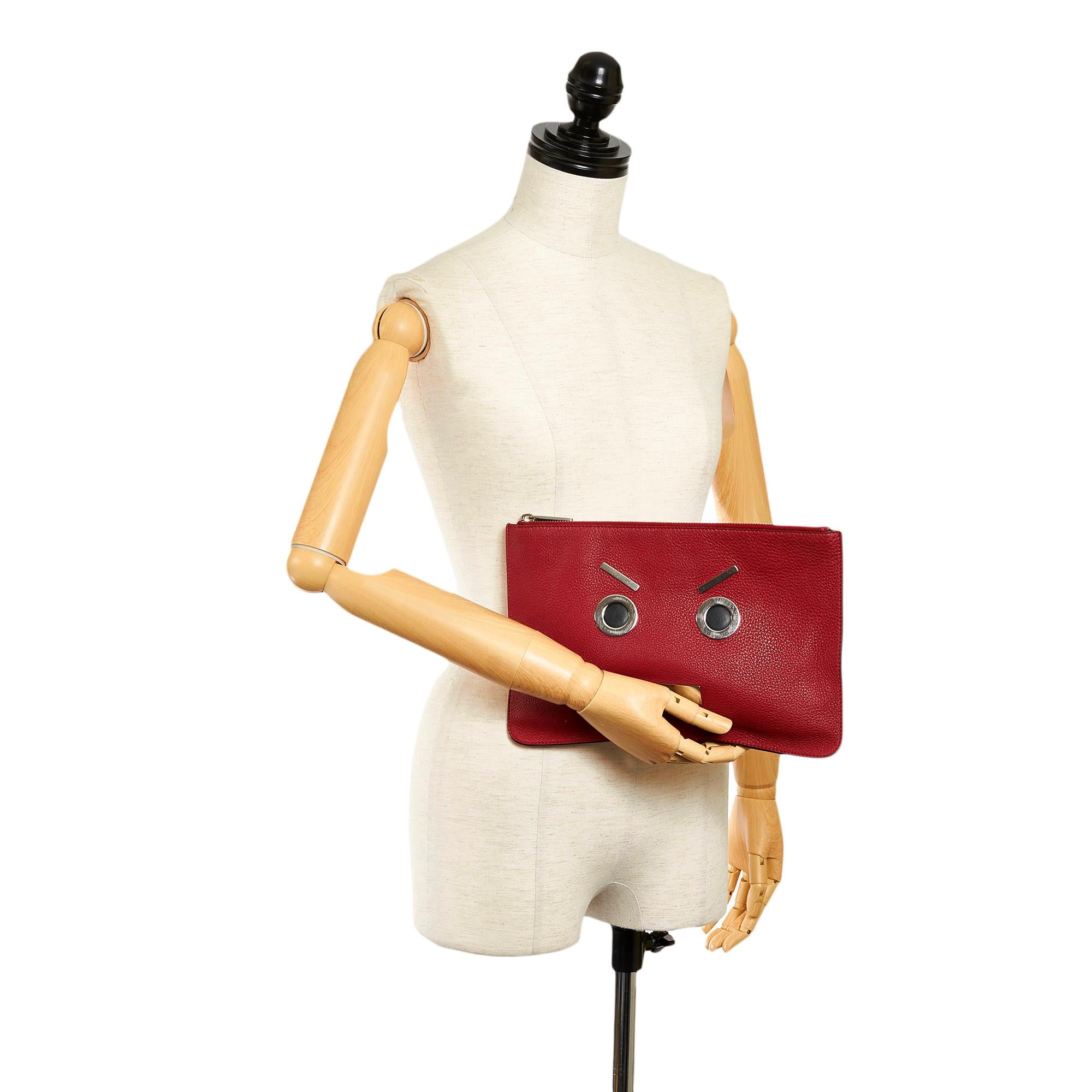 Fendi Face Leather Clutch Bag (SHG-31207)