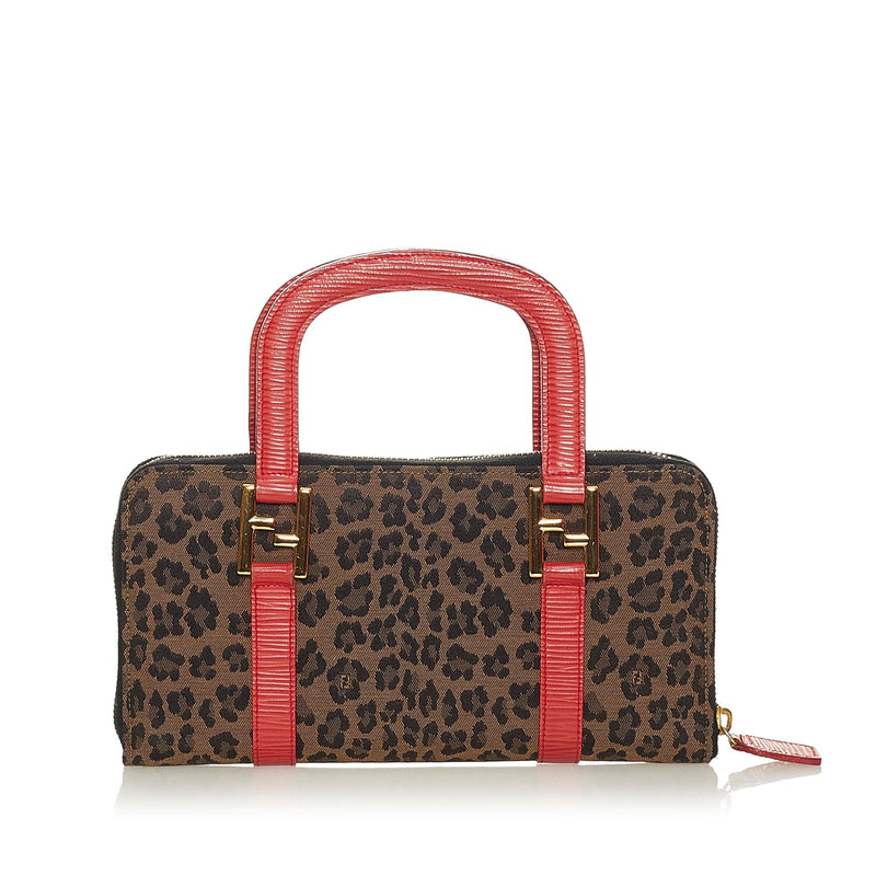 Fendi Leopard Print Canvas Handbag (SHG-27780)