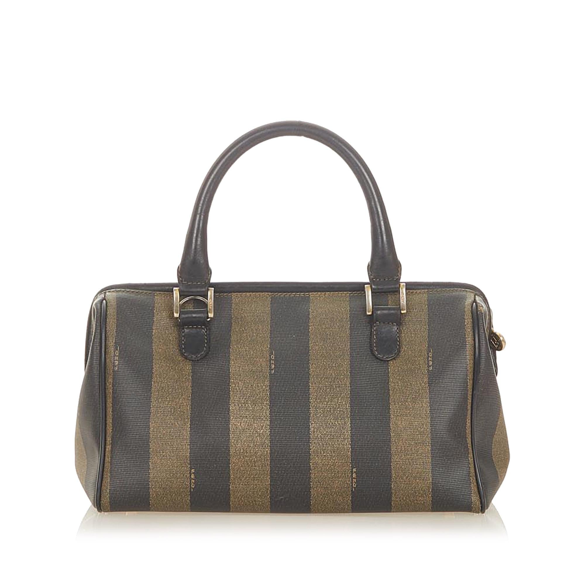 Fendi Pequin Canvas Handbag (SHG-31689)