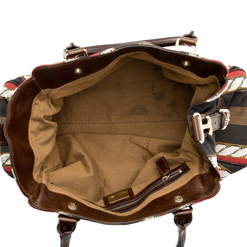 Fendi Vintage Embroidered Canvas Du Jour Tote (SHF-20442)