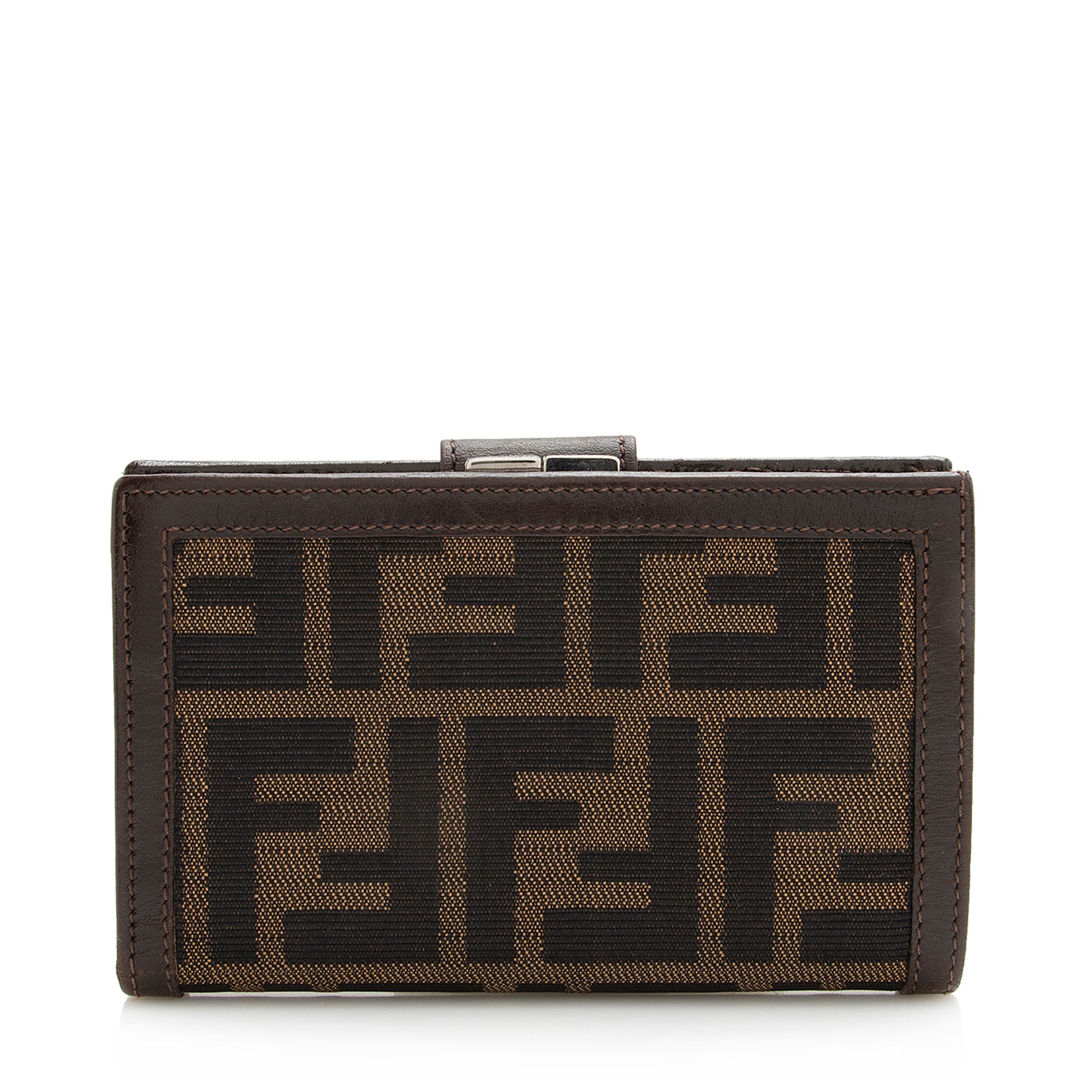 Fendi Vintage Zucca Bifold Kiss-Lock Compact Wallet (SHF-22375)