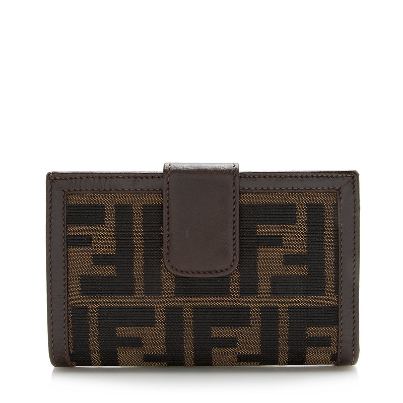 Louis Vuitton Womens Leather Monogram Kisslock Compact Bifold Wallet Brown