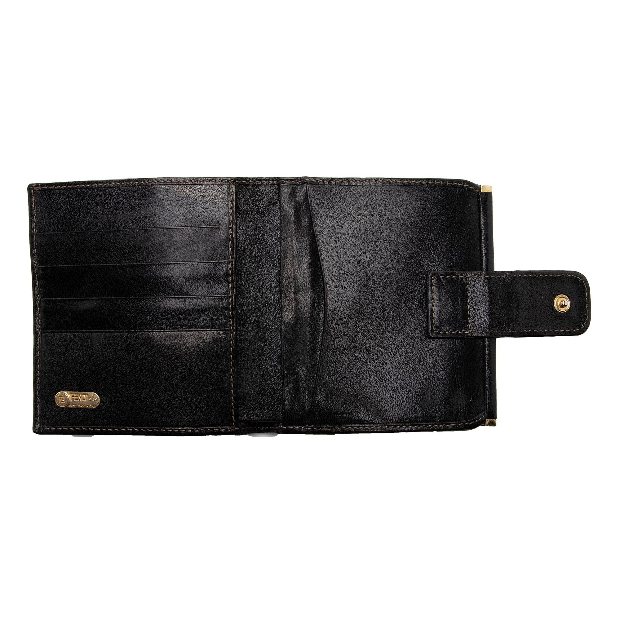 Fendi Vintage Zucca Kiss Lock French Wallet (SHF-J1Q6xA)