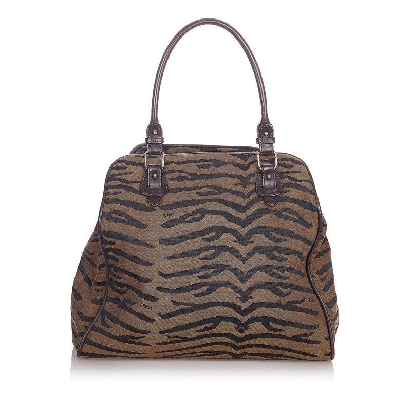 Fendi Zebra Print Canvas Handbag (SHG-23929)