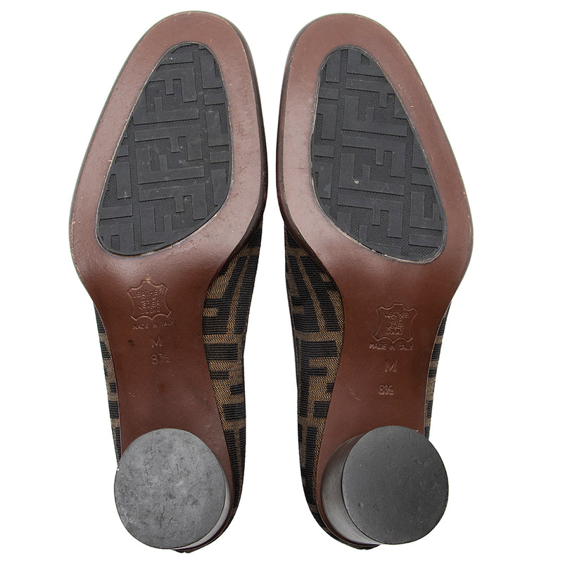 Fendi Zucca Block Heel Pumps - Size 8.5 / 38.5 (SHF-20924)