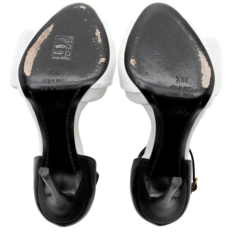 Giuseppe Zanotti Leather Safety Pin Peep Toe Sandals- Size 6.5 / 36.5 (SHF-18764)