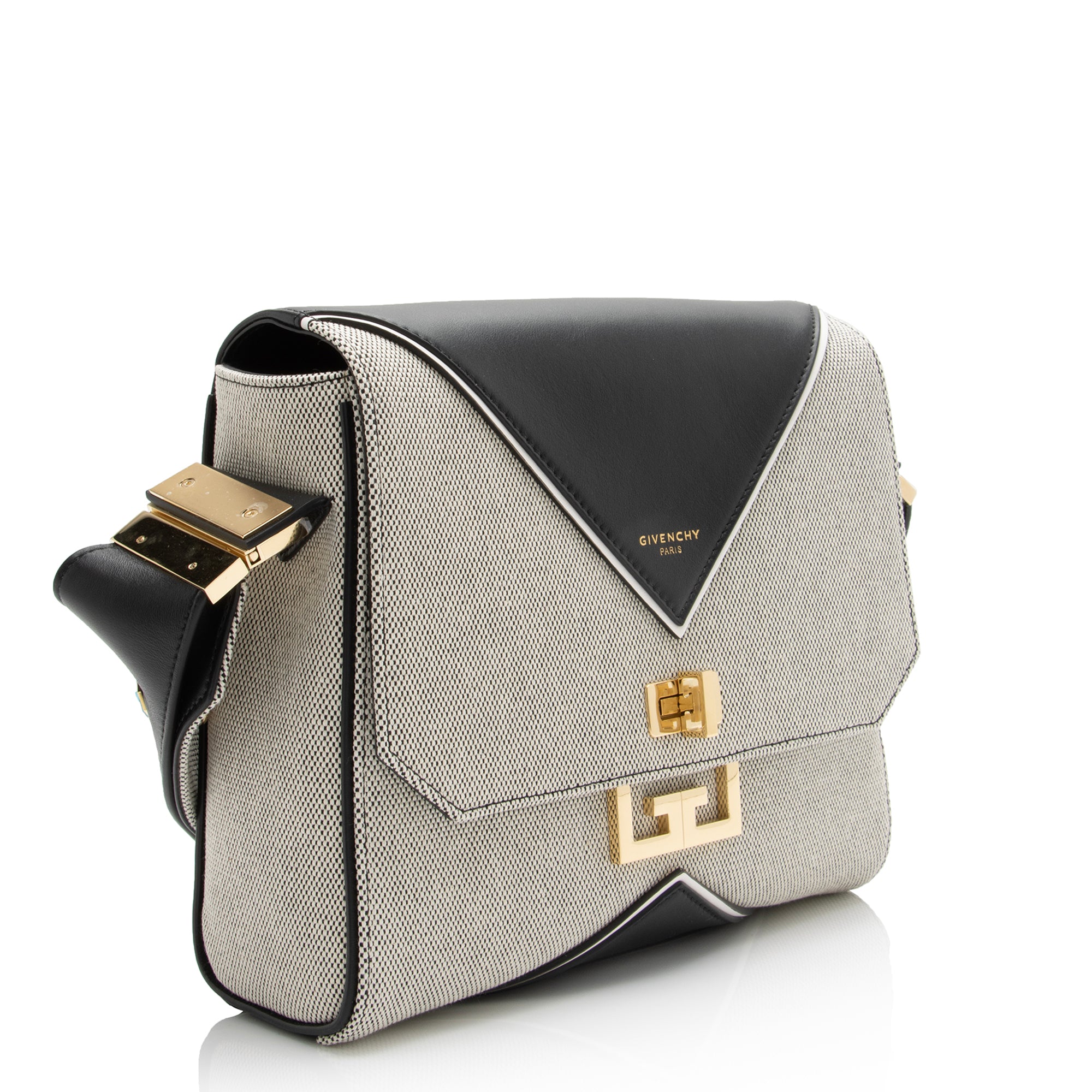 Givenchy Leather Canvas Eden Medium Shoulder Bag (SHF-23474)