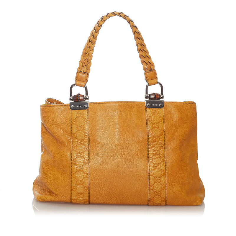 Gucci Bamboo Bar Leather Tote Bag (SHG-27762)