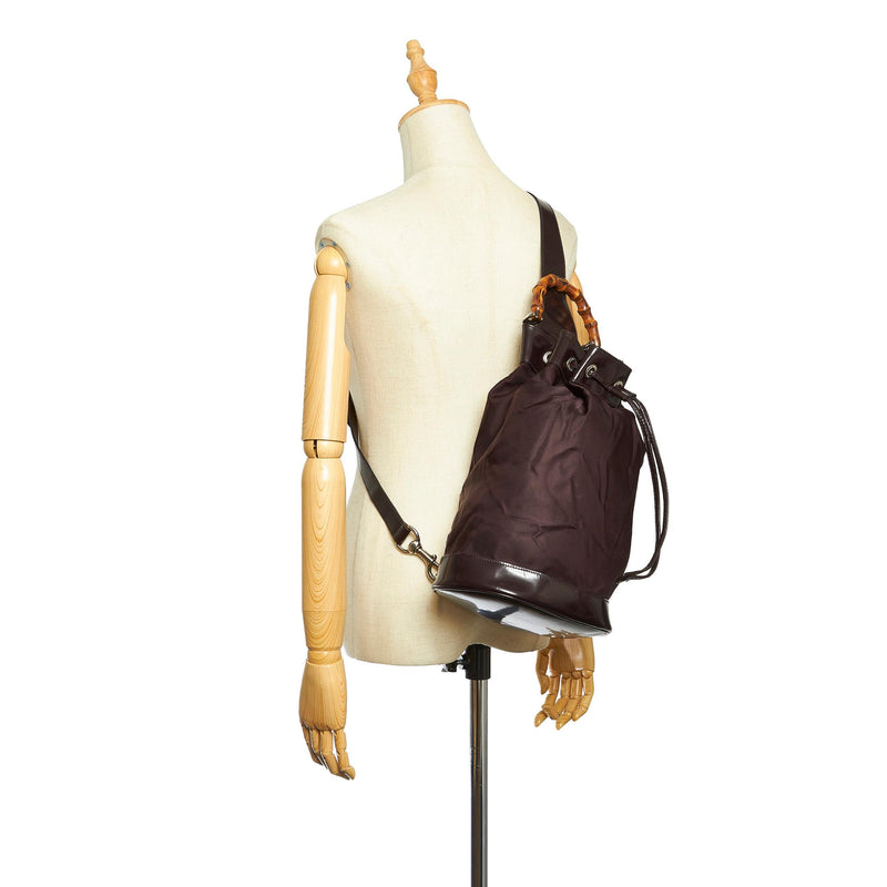 Gucci Bamboo Canvas Drawstring Backpack (SHG-32364)