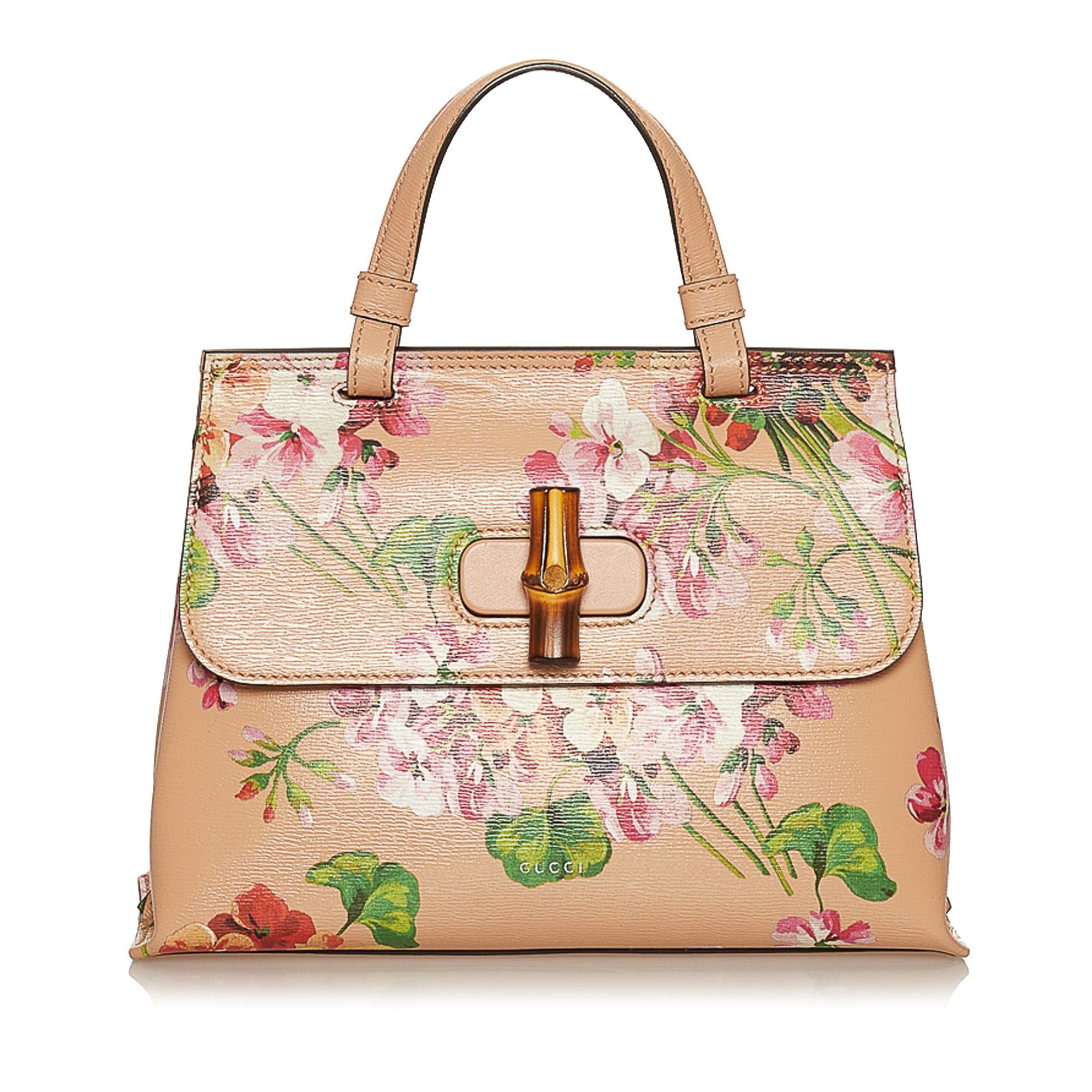 Gucci Bamboo Daily Blooms Leather Satchel (SHG-29395)