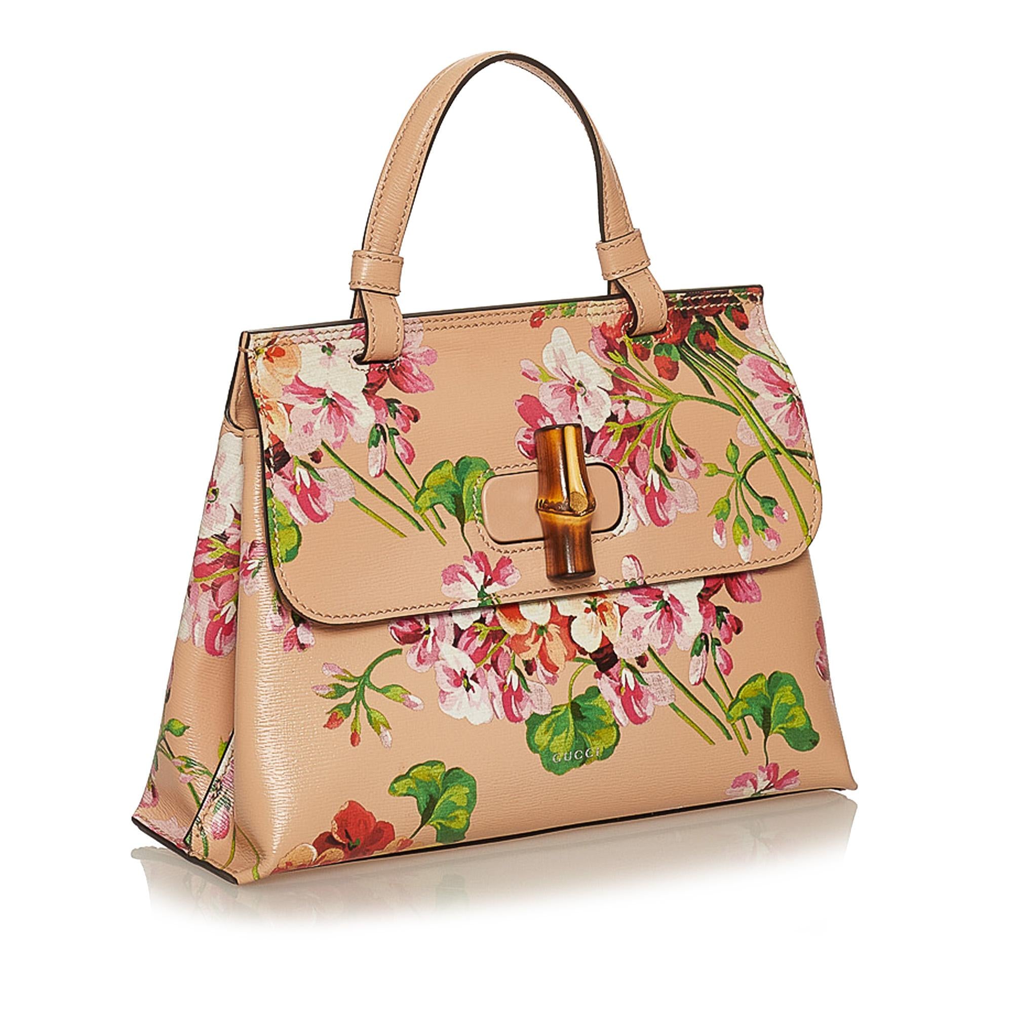Gucci Bamboo Daily Blooms Leather Satchel (SHG-29395)