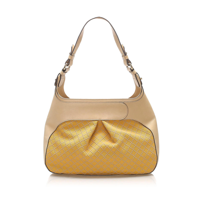 Gucci Bamboo Diamante Canvas Shoulder Bag (SHG-15629)
