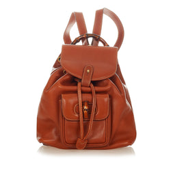 Gucci Bamboo Drawstring Leather Backpack (SHG-26046)
