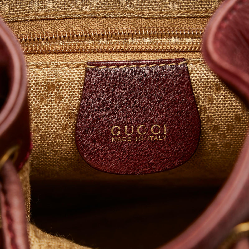 Gucci Bamboo Drawstring Leather Backpack (SHG-27763)