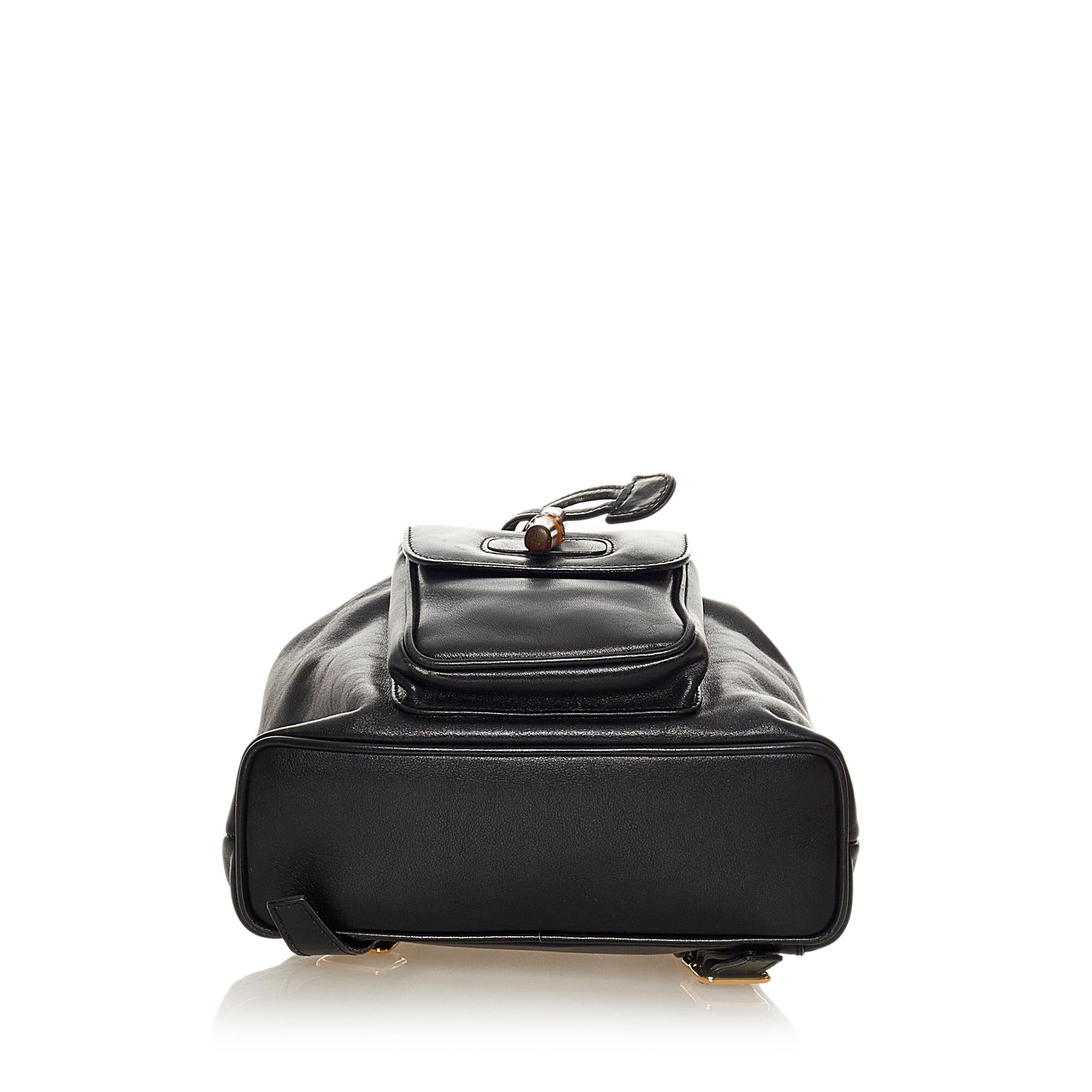 Gucci Bamboo Drawstring Leather Backpack (SHG-33985)