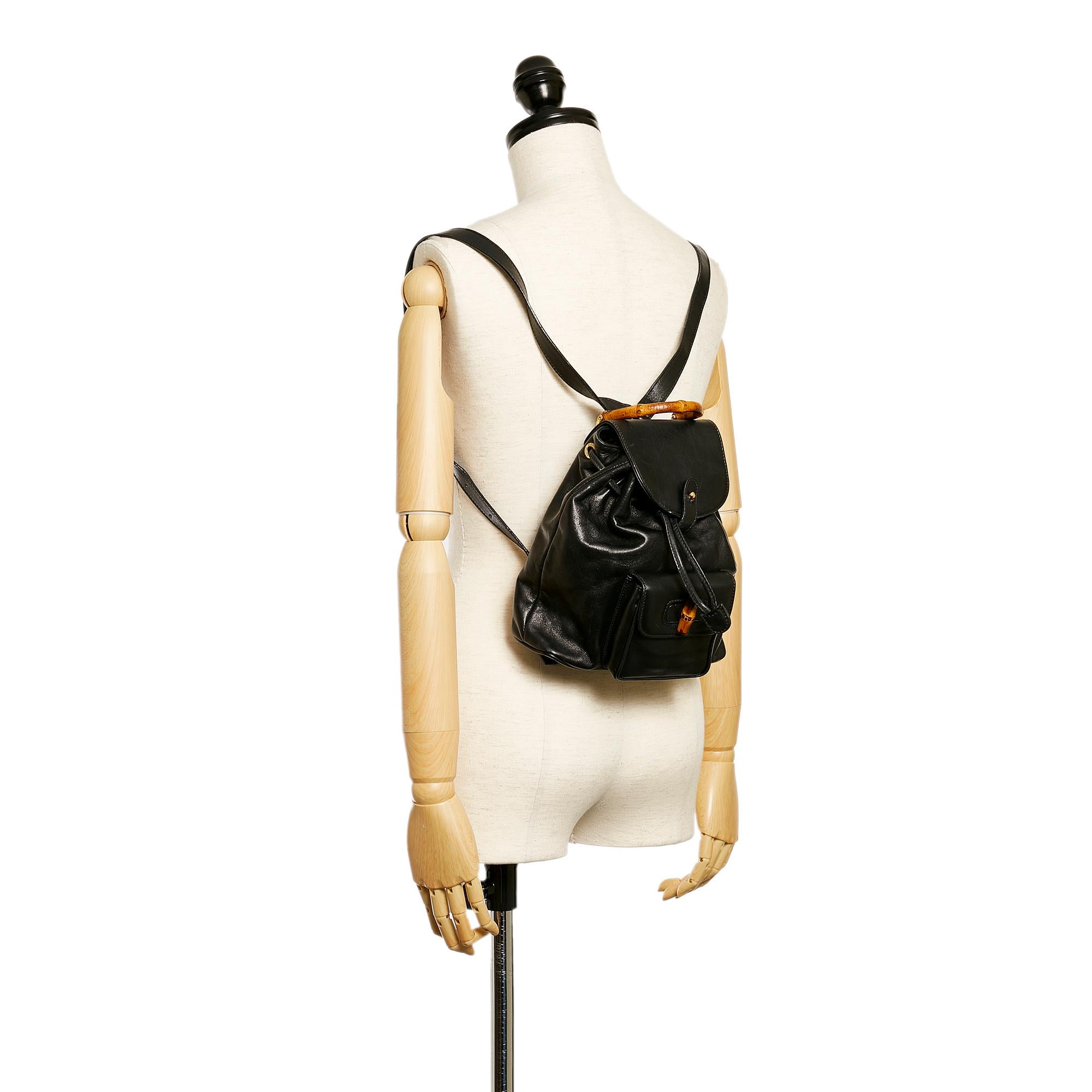 Gucci Bamboo Drawstring Leather Backpack (SHG-33985)