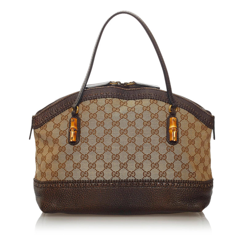 Gucci Bamboo GG Canvas Crafty Handbag (SHG-28907)
