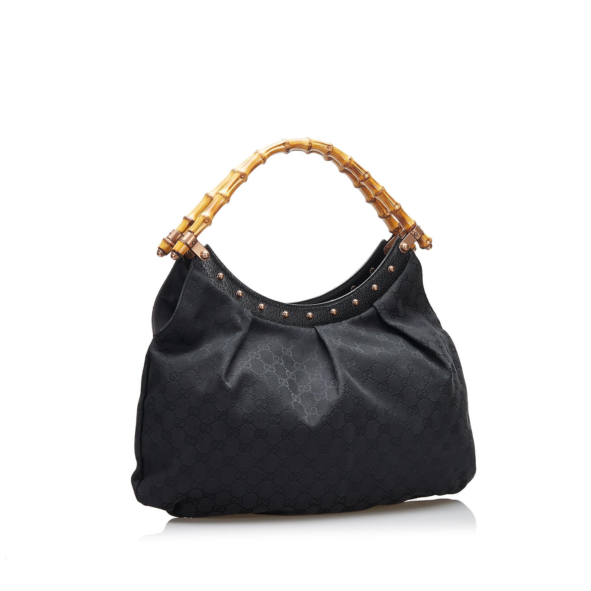 Gucci Bamboo GG Canvas Hobo Bag (SHG-yNeroE)