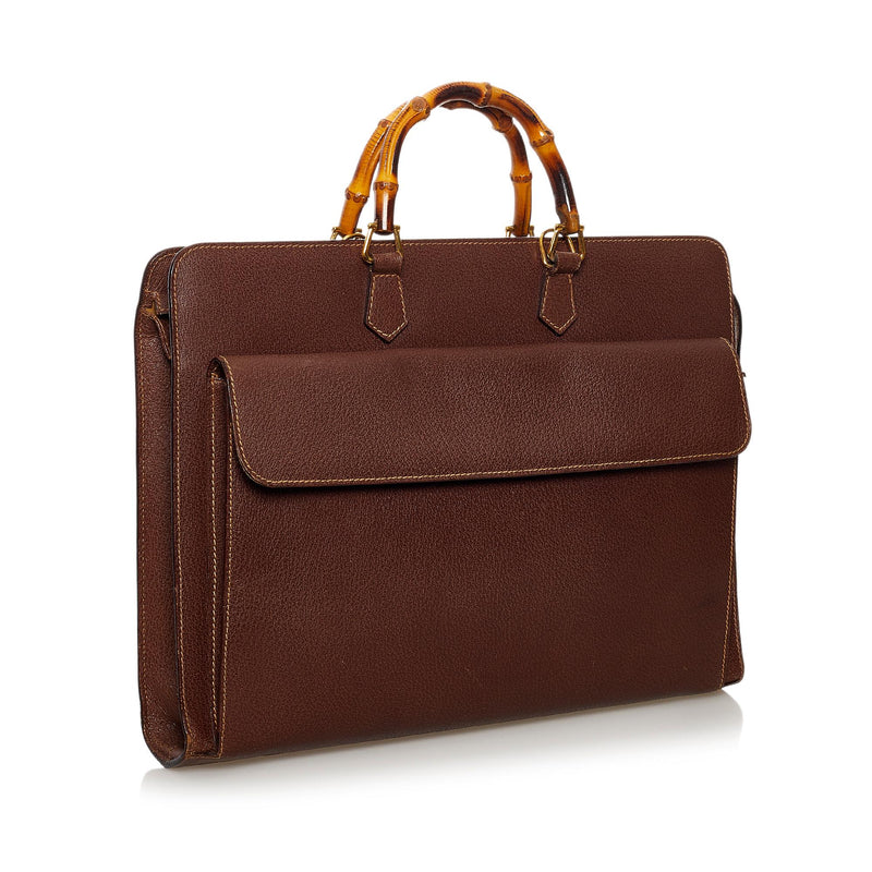 Gucci Bamboo Leather Briefcase (SHG-32849)